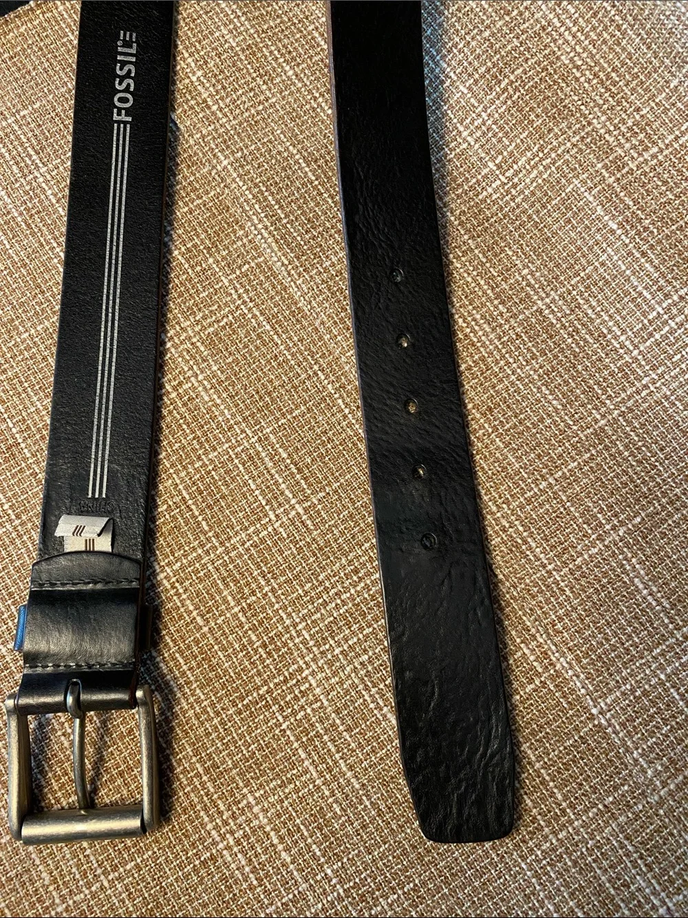 Fossil Dark Brown Leather Belt with Metal Buckle Size 36 90s Workwear Look